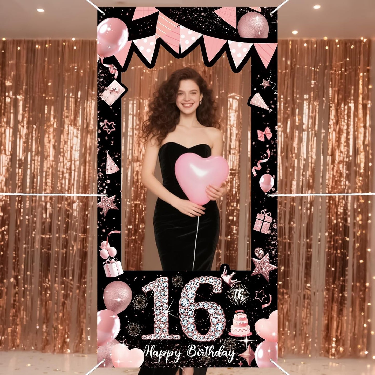 Pink 80th Birthday Neon Photography Banner Backdrop Glow Party Disco Dance Neon Theme Birthday Banner Photo Frame Props Props Selfie Background Face Cutout Photo Props Decoration