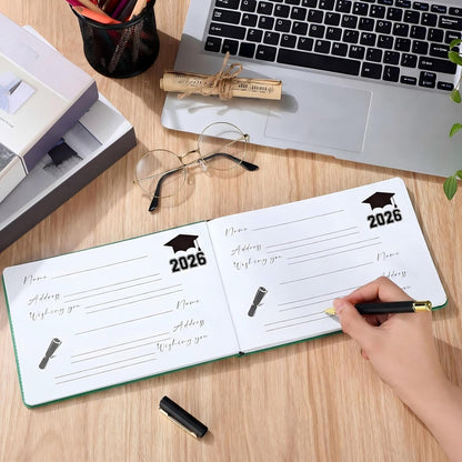 Frienda 2026 Graduation Guest Book Leather Guest Sign in Book with Pen Graduation Party Favors Congratulation Graduates Signature Books(Class of 2026,Black, Gold)