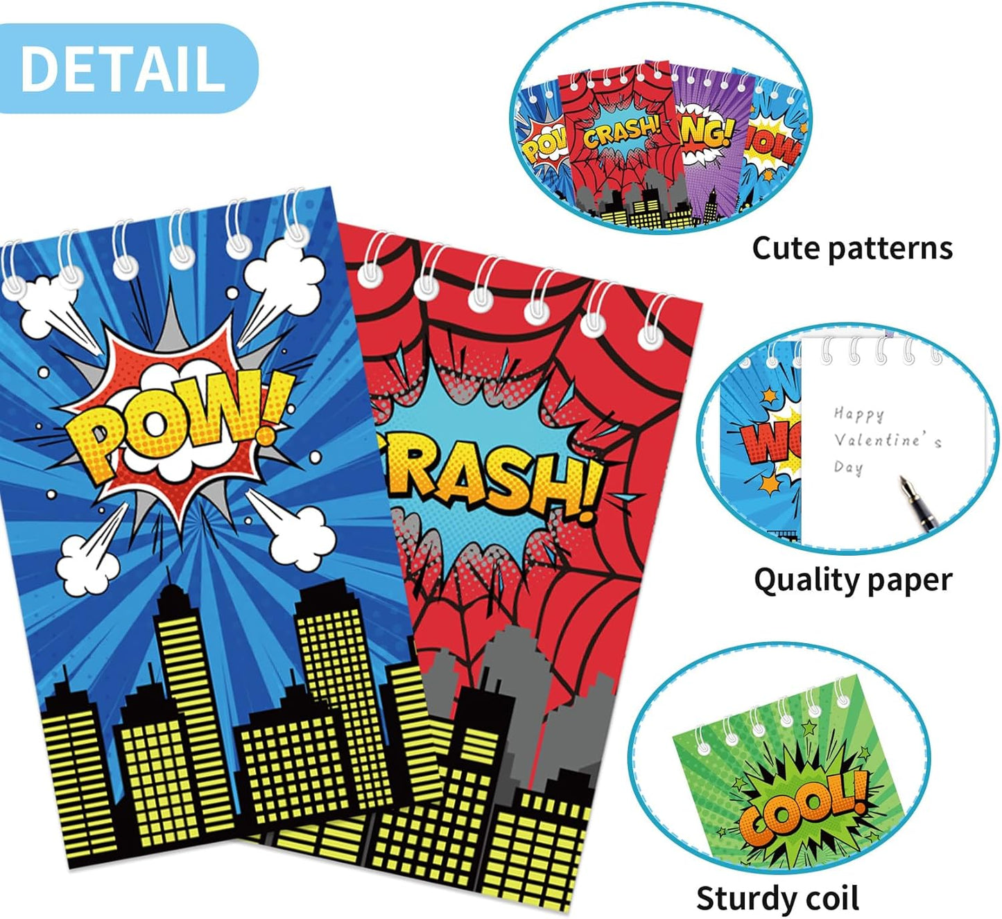 24pcs Hero Theme Mini Notebooks Party Supplies Favors Goodie Bag Stuffers Journal Pocket Notebook Supplies for City HeroTheme Birthday Party 8 Styles