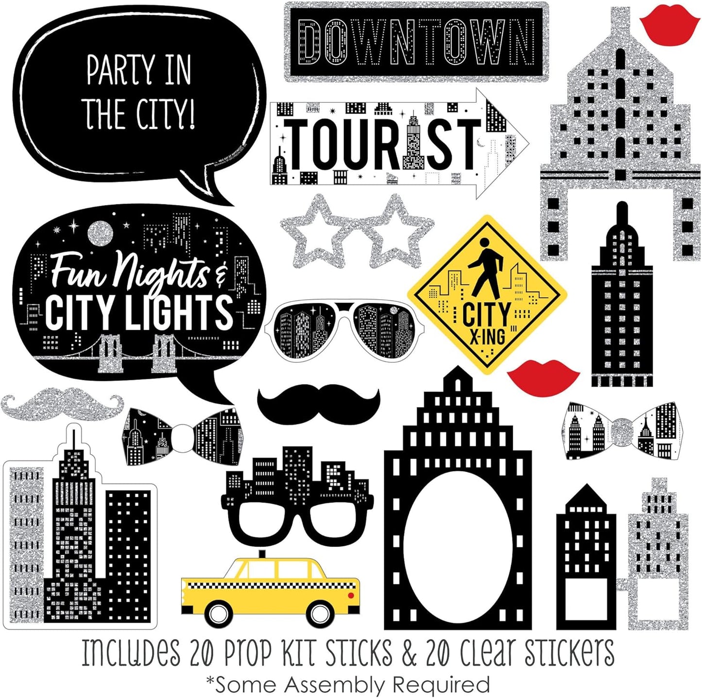 Big Dot of Happiness Prom - Photo Booth Props Kit, Dance Decorations, Photography Accessories, Party Decor- 20 Piece set
