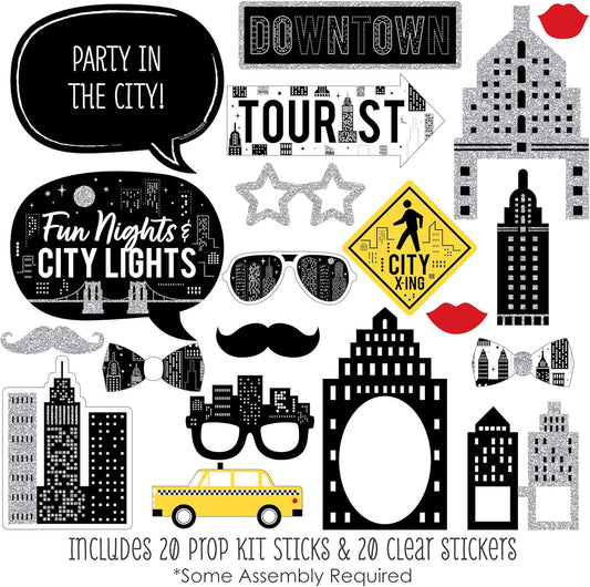 Big Dot of Happiness Prom - Photo Booth Props Kit, Dance Decorations, Photography Accessories, Party Decor- 20 Piece set