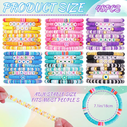LUYI 32 Pcs Preppy Jewelry Bracelets for Women Clay Bead Colorful Surfer Heishi Bracelet Set Stackable Beaded Friendship Stretch Bracelets Boho Y2K Summer Beach Elastic Layering Bracelets