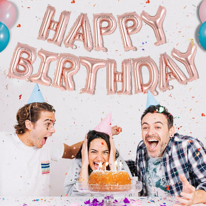 Happy Birthday Balloons Banner, Foil Balloon Personalized Name Letters Balloons Sign Birthday Party Decorations for Women Men Boys Girls Cream
