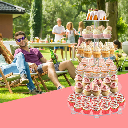 YestBuy Cupcake Stand, 6 Tier Large Cupcake Tower Display, Round Cupcake Holder, Acrylic Dessert Stand, Pastry Display Tree for Party, Wedding, Baby Shower