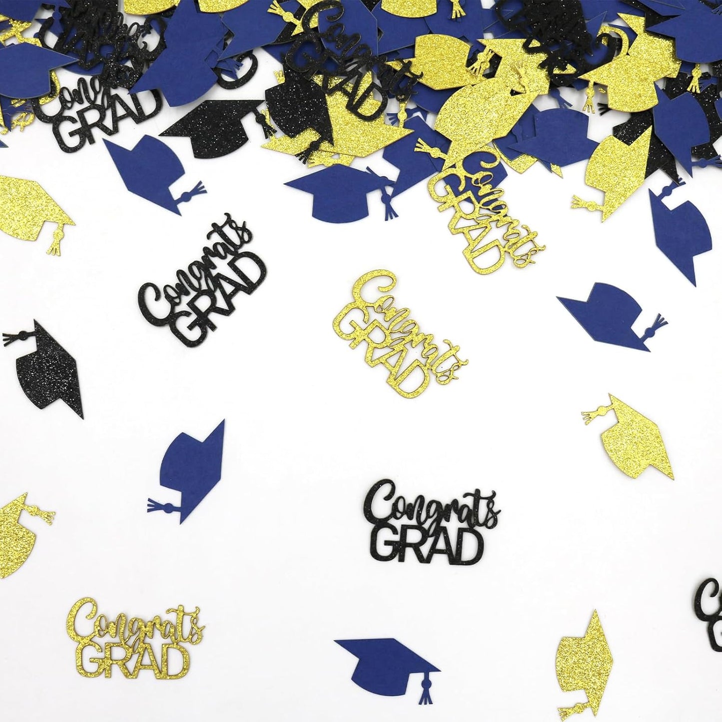 200PC Gold Graduation Confetti Class of 2026 Congrats Grad Confetti for Table Grad Cap Scatters for Graduation party decorations 2026
