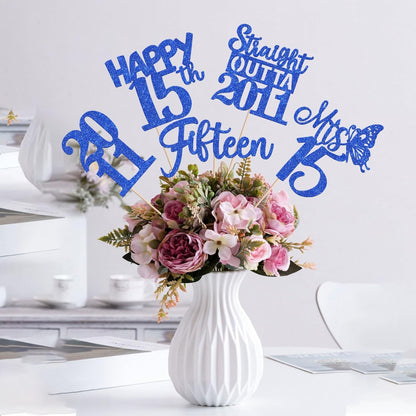 15 PCS 50th Birthday Centerpiece Sticks Fifty Happy 50th Straight Outta 1976 Table Flower Centerpieces Sticks Cheers to 50 Floral Decorations for 50th Birthday Party Centerpieces Supplies Black