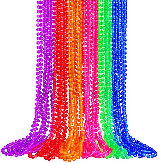 Bucherry 30 Pcs Mardi Gras Neon Beads Necklaces Multi Colors Neon Necklace Set 6 Colors Bulk Throw Favor for Carnival Throw St. Patricks Day Party Costume Accessories Party Decor