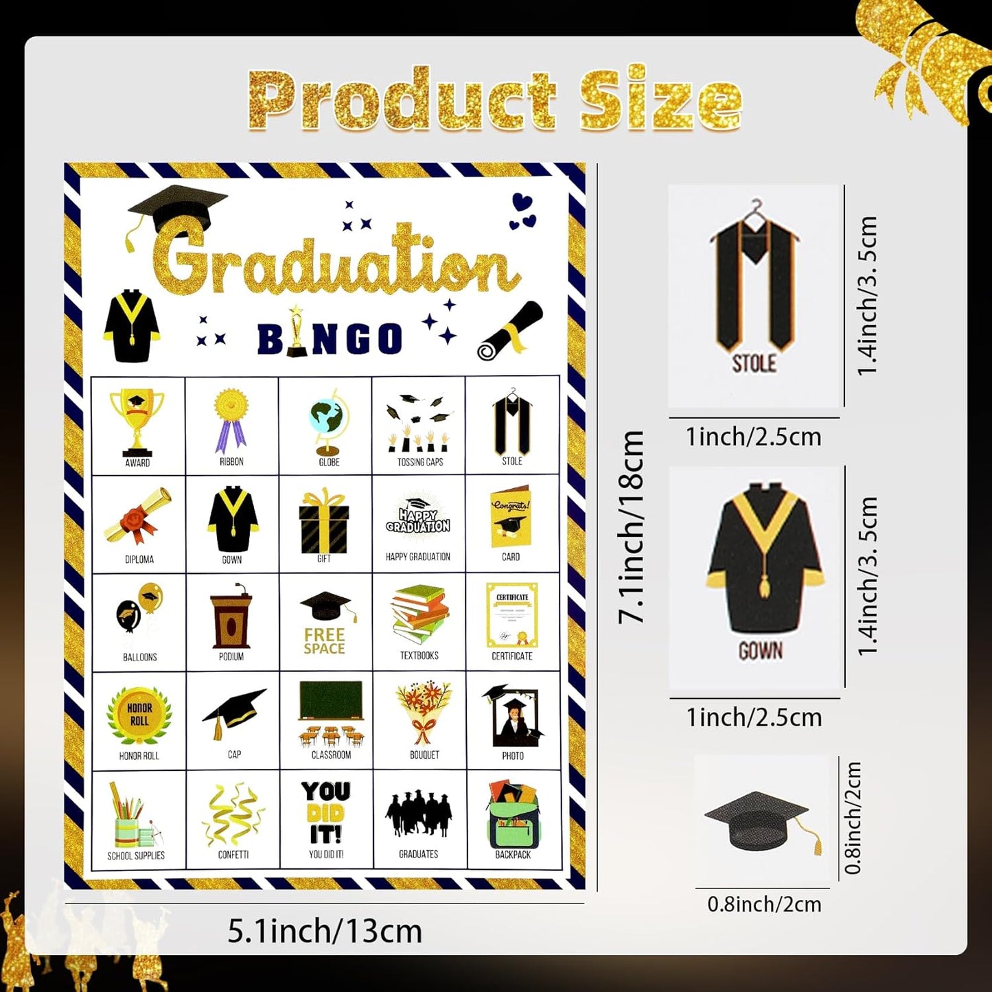 Graduation Bingo Game Cards, 24 Players Graduation Bingo Cards, Graduations Party Games for Classroom Large Group Activities High School Adults College Class of 2026 Congrats Grad Party Supplies