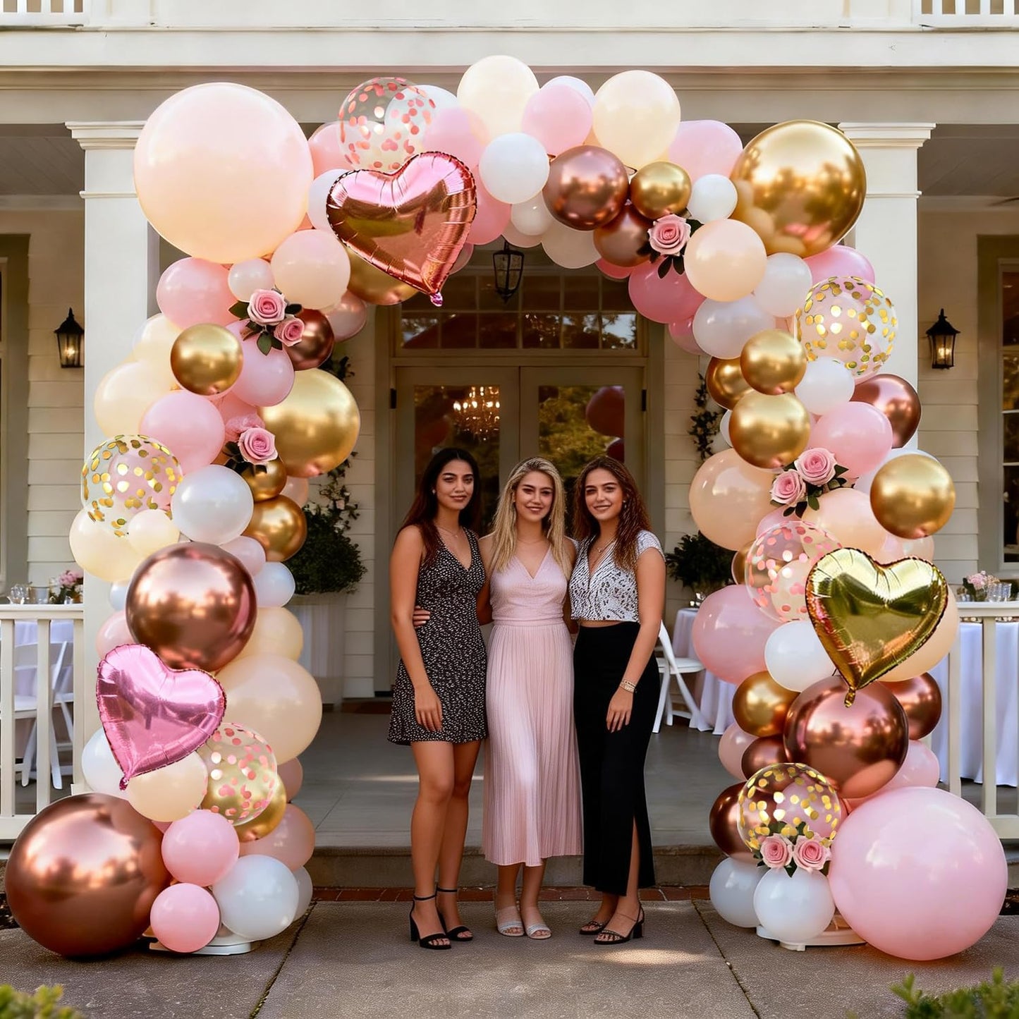 Sage Green Pink Balloons Garland Kit,133pcs Olive Green Blush Pink Sand White Metallic Gold Balloons for Bridal Shower Wedding Birthday Jungle Safari Woodland Party Decorations…