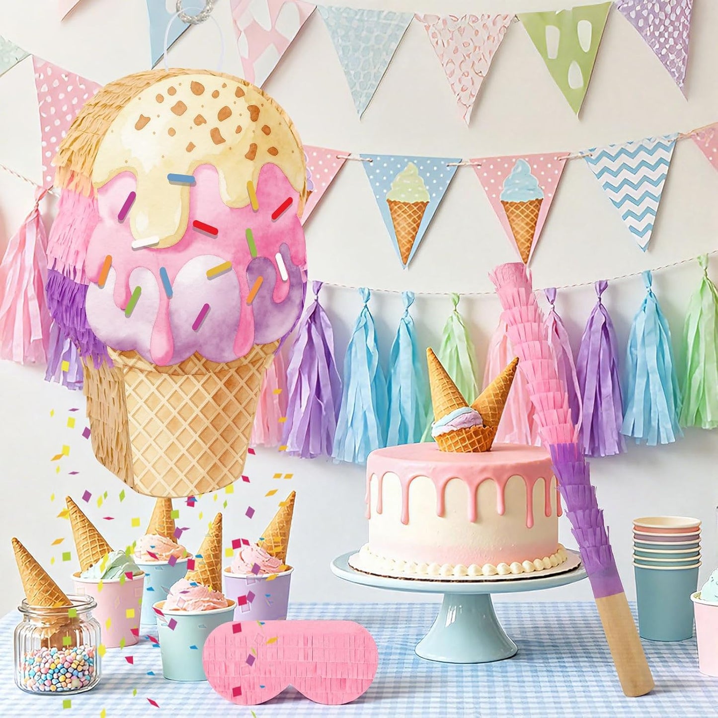 Easter Bunny Pinata Funny Bunny Egg Pinata with Blindfold & Stick for Birthday Decorations Easter Party Supplies Spring Decorations