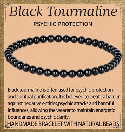 LPBeads Handmade Natural Gemstone Stretch Elastic Bracelet Healing Crystal Round Stone Beads Jewelry Gifts for Women Men