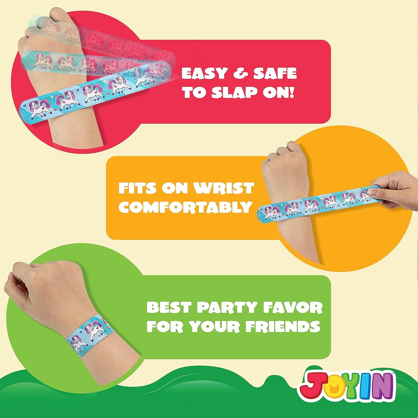 JOYIN 144 Pcs Slap Bracelets for Kids, Bulk Wristbands with Animals, Friendship, Heart, Party Favors, Classroom Prizes Birthday Exchanging Gifts,Goodies Bag Stuffers Fillers