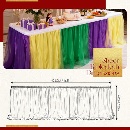 THARAHT Tulle Table Skirt 6FT 180CM Long for Rectangle Tables Round Tables Ruffle Desk Skirt for Princess Girls Birthday Party Cake Dessert Decorations Table Skirt