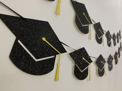 Tinbax Graduation Decorations Class of 2026 Party Supplies - Graduation Grad Caps Banner (Pre-Strung)