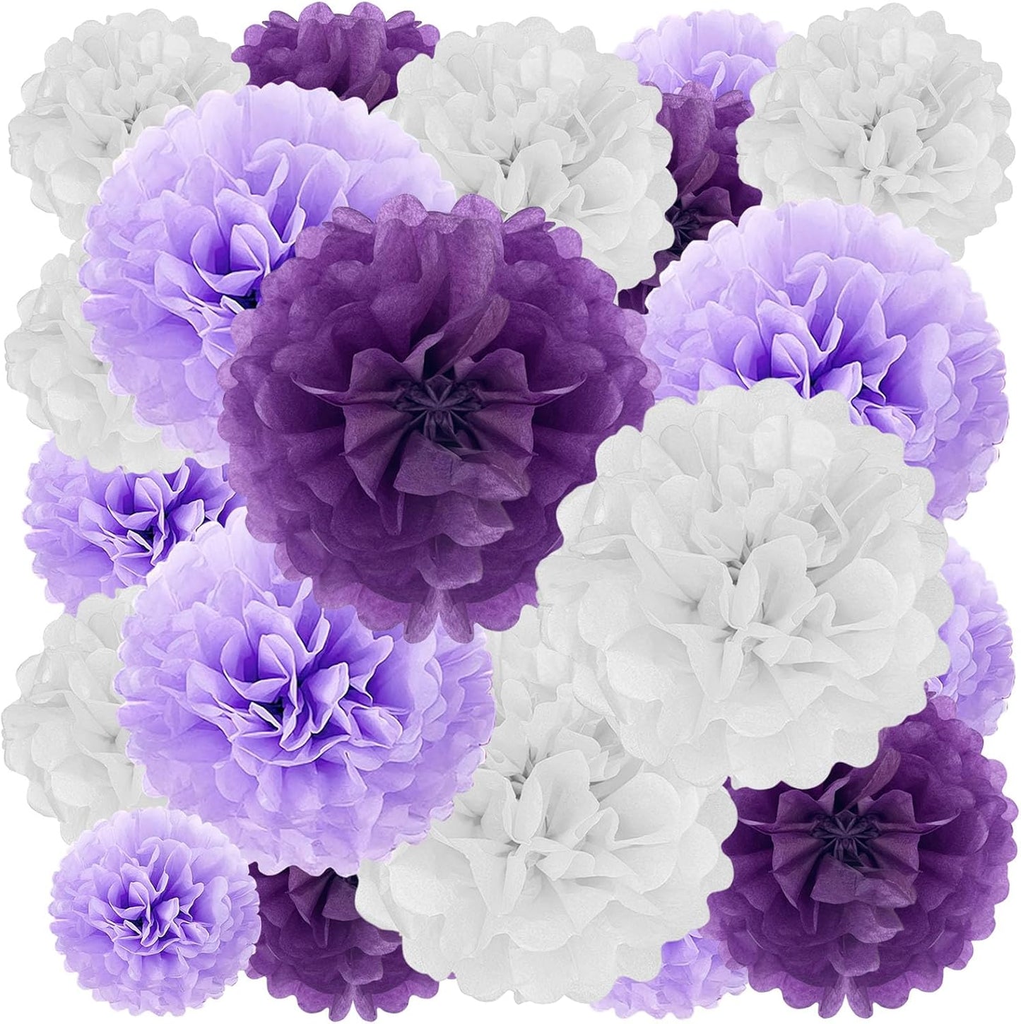 Tissue Paper Pom Poms, Pink Tissue Paper Flowers, Hanging Flower Balls for Weddings Fiesta Parties Birthday Baby Showers Classroom Bridal Shower Decoration (18Piece Set-6/10/12/14Inch)