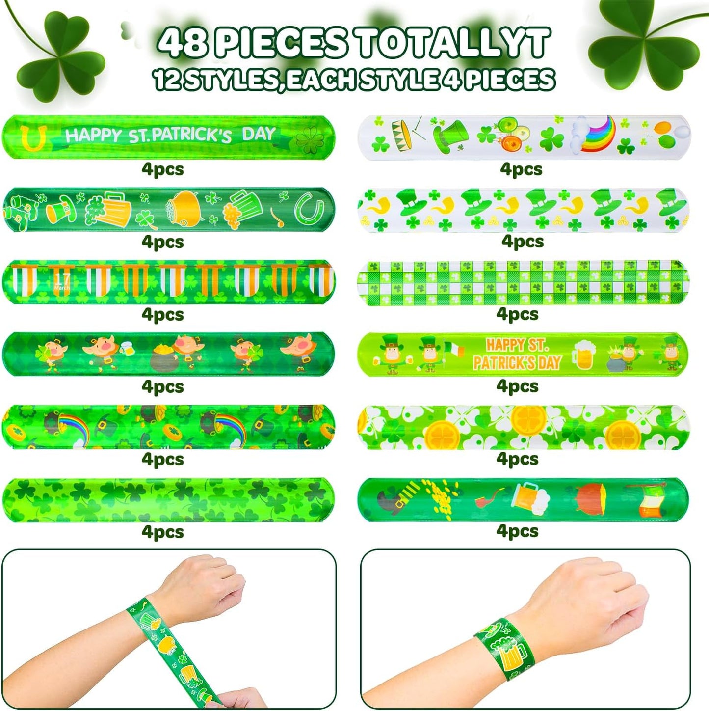 48 pcs 4th of July Slap Bracelets Toys, 4th of July Party Favors Supplies Patriotic Accessories Decorations