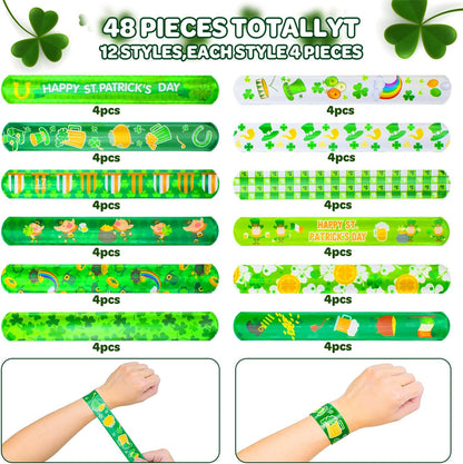 48 pcs 4th of July Slap Bracelets Toys, 4th of July Party Favors Supplies Patriotic Accessories Decorations