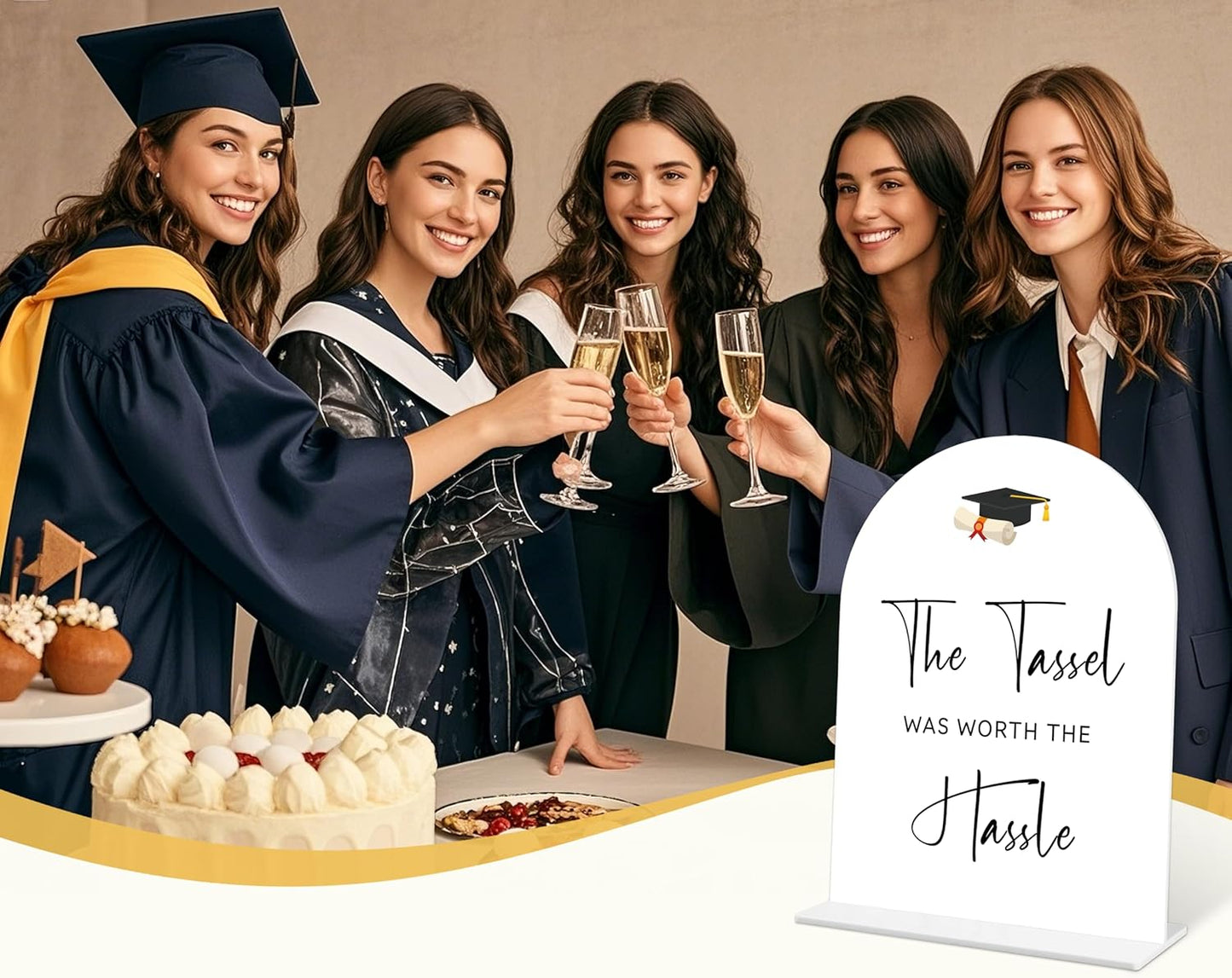 Graduation Guestbook Sign, 6 x 8 Inch White Arch Acrylic Grad Party Sign with Holder, Graduation Party Sign for Class of 2026, Grad Decor, High School College Party Supplies - DL02