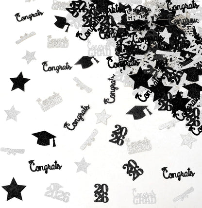 Black Gold Graduation Confetti Class of 2026 Black Graduation Cap, 200Pcs Glitter Stars Confetti Sprinkles, Table Congrats Grad Confetti for Graduation Party Table Decorations