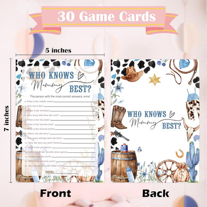 Cowboy Baby Shower Bingo Game, Pack of 30 Game Cards, Wild West Rodeo Shower Game, Gender Reveal Party Decorations, Gender Neutral - KR59