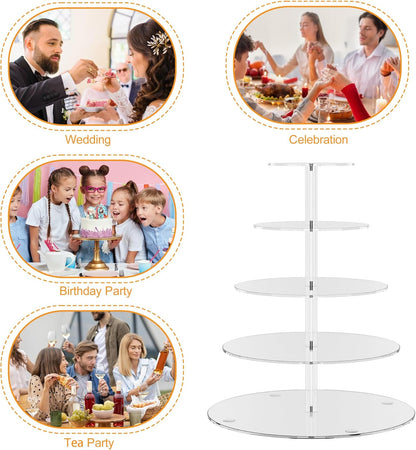 4 Tier Round Cupcake Stand, Acrylic Cupcake Display Stand for 38 Cupcakes, Clear Cupcake Holder Stand for Dessert Table, Cupcake Tower Stand for Wedding Birthday Party Graduation
