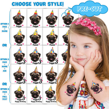 96 PCS Dog Pet Pre-Cut Temporary Tattoos for Kids | Super Cute First Themed Birthday Party Favors, Supplies, Decorations, Animal Fake Tattoo Stickers (Multiple)