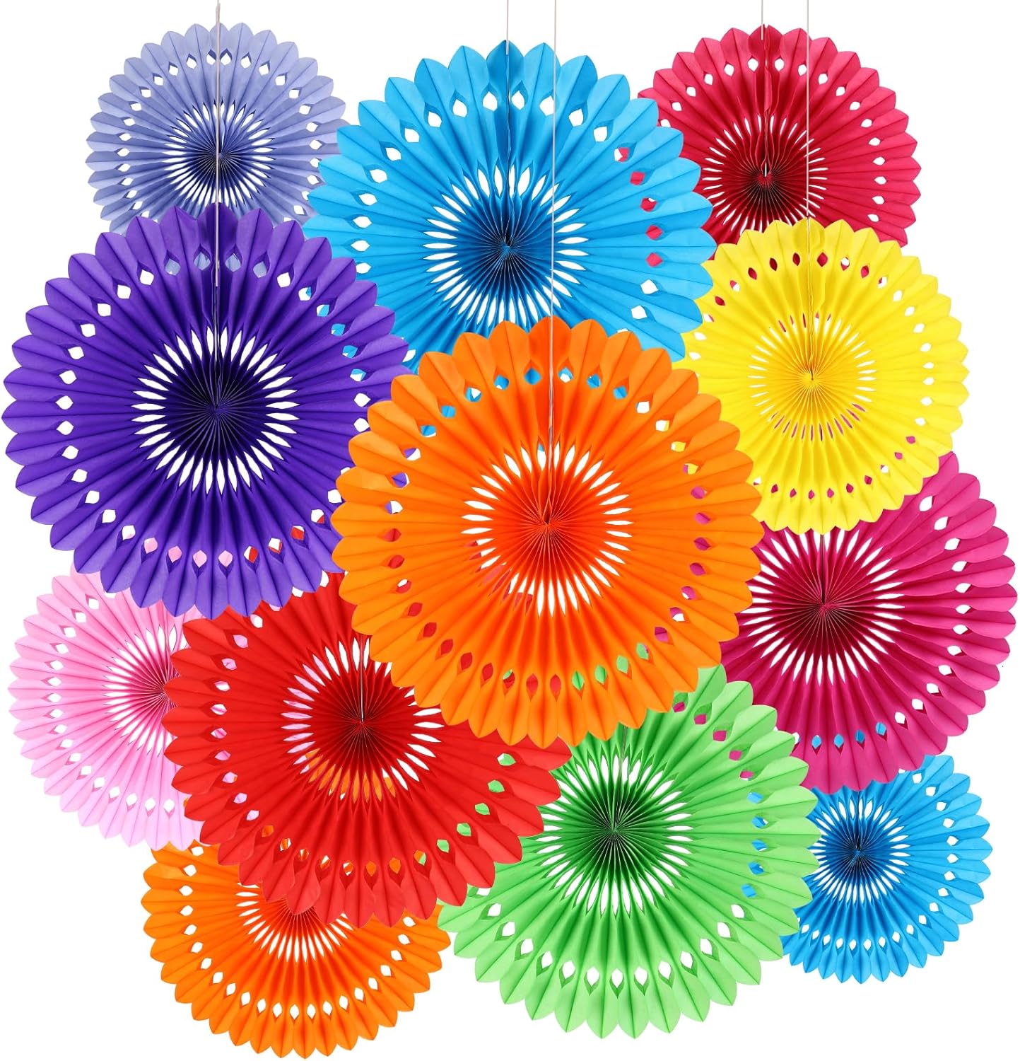 BestoFun 12PCS Paper Fans Hot Pink Party Decorations Tissue Paper Flowers Decorations Hanging Honeycomb Round Paper Fans Decoration for Girl Groovy Birthday Baby Shower Wedding
