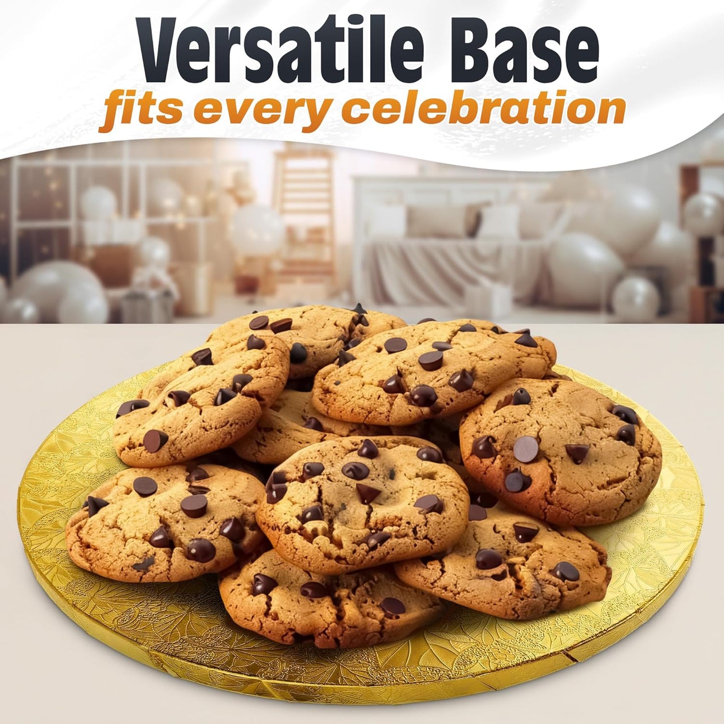 12 Inch Cake Drum, Black Cake Board for Picture-Ready Celebration Cakes, 1/2 Inch Thick Round Cardboard Base with Grease & Moisture Resistant Surface and Decorative Pattern for Parties and Weddings