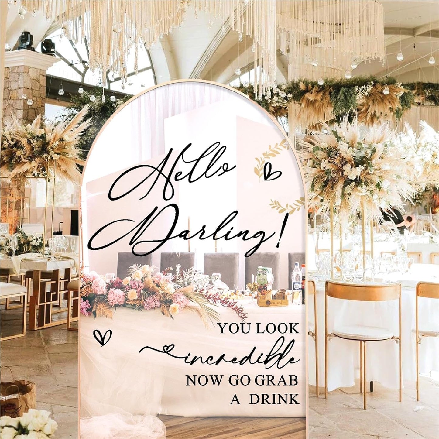 Custom Name Welcome to Our Wedding Signs Personalized Wedding Mirror Decals Selfie Mirror Decal for Wedding Entry Reception Display Golden Date Marriage DIY Vinyl Lettering Welcome Party Decoration