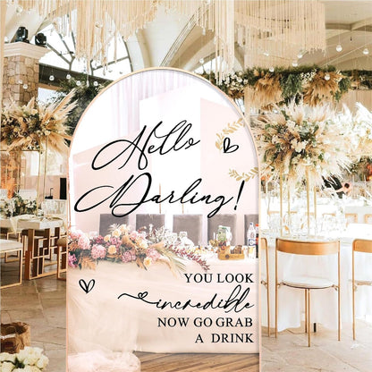 Custom Name Welcome to Our Wedding Signs Personalized Wedding Mirror Decals Selfie Mirror Decal for Wedding Entry Reception Display Golden Date Marriage DIY Vinyl Lettering Welcome Party Decoration