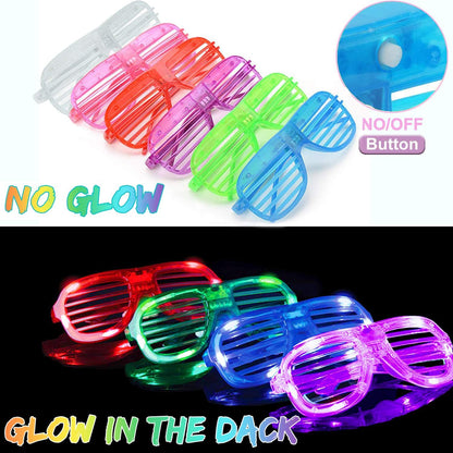 iGeeKid 50 Pack LED Glasses Light Up Party Glasses Glow In The Dark Party Supplies Shutter Neon Toys Flashing Glasses Party Patriotic