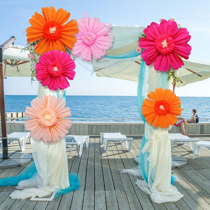 Giegxin 20 Pcs 31.5'', 23.6'', 11.8'', 9.8'' Pink Giant Paper Flower Boho Large Tissue Flower for Wall Pink Pom Pom Floral Decoration for Wall Wedding Bridal Shower Classroom Tea Party Birthday Decor