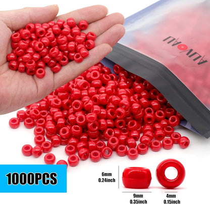 1000Pcs Glow in The Dark Pony Beads 9mm Plastic Kandi Beads Bulk for Friendship Bracelet Necklace Craft Jewelry Making Beads for Hair Braids 9 Color