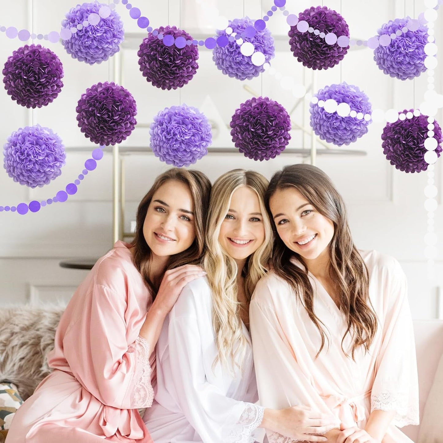 Pastel Tissue Paper Pom Poms Colorful Easter Macaron Kids Birthday Wedding Shower Tissue Flower Hanging Party Supplies(12pcs)