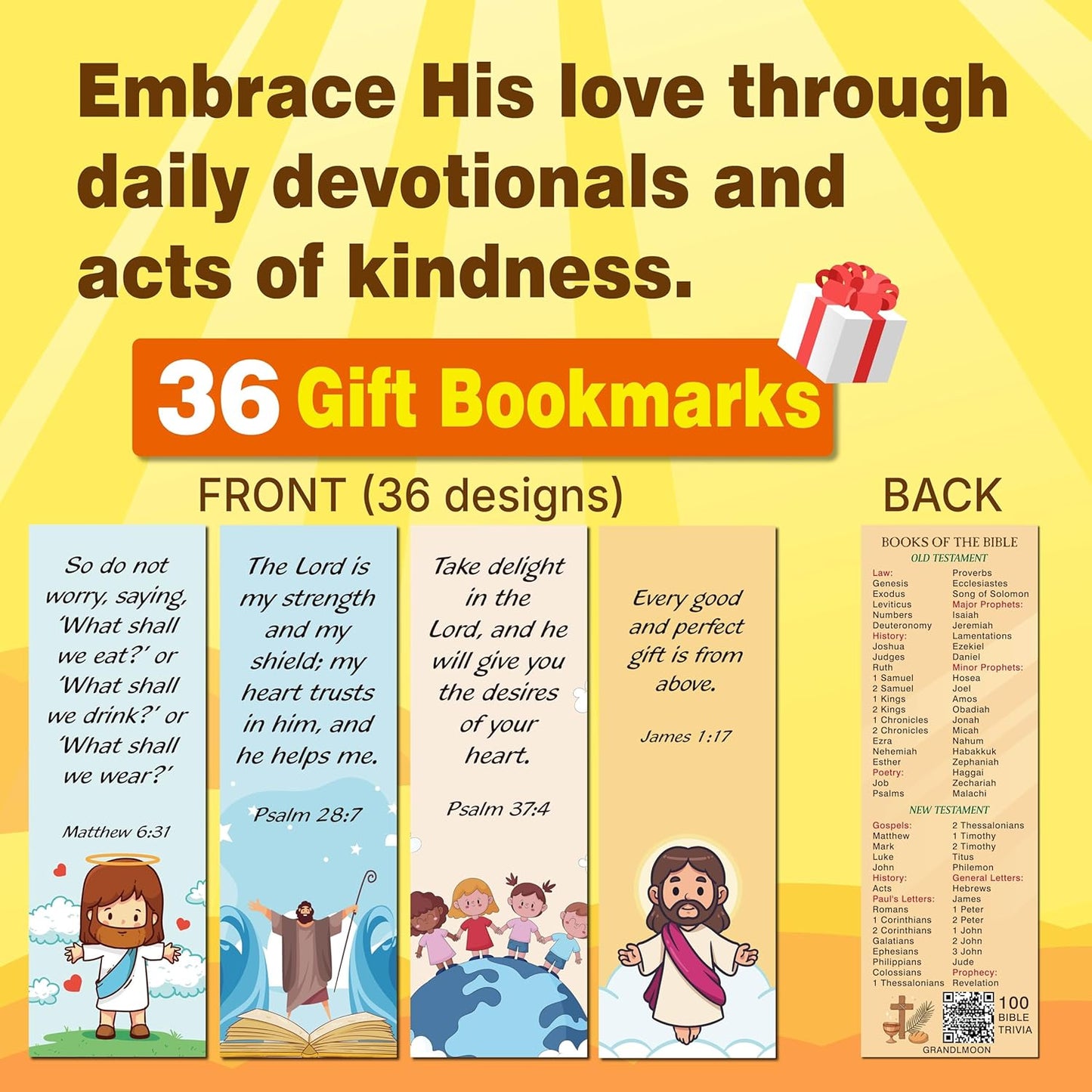 GRANDLMOON Bible Bingo Game 24 Players 6 Designs Christian Bible Bingo Card Religious Game Activities for Vacation Bible School Christian Sunday Church Easter Gift Family Open Day Supplies Box