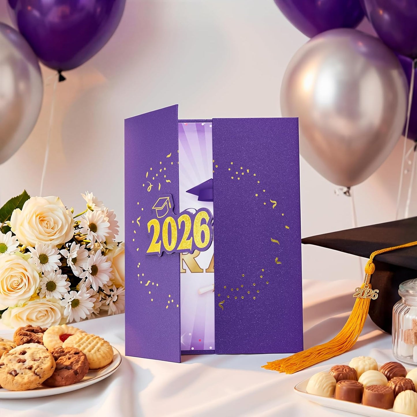 JOYIN 2026 Graduation Guest book Alternative, 12" Blue & Gold Graduation Party Decorations Signature Congrats, Class of 2026 Grad Card for High School College Grad Gift, Party Guest Signing Cardboard