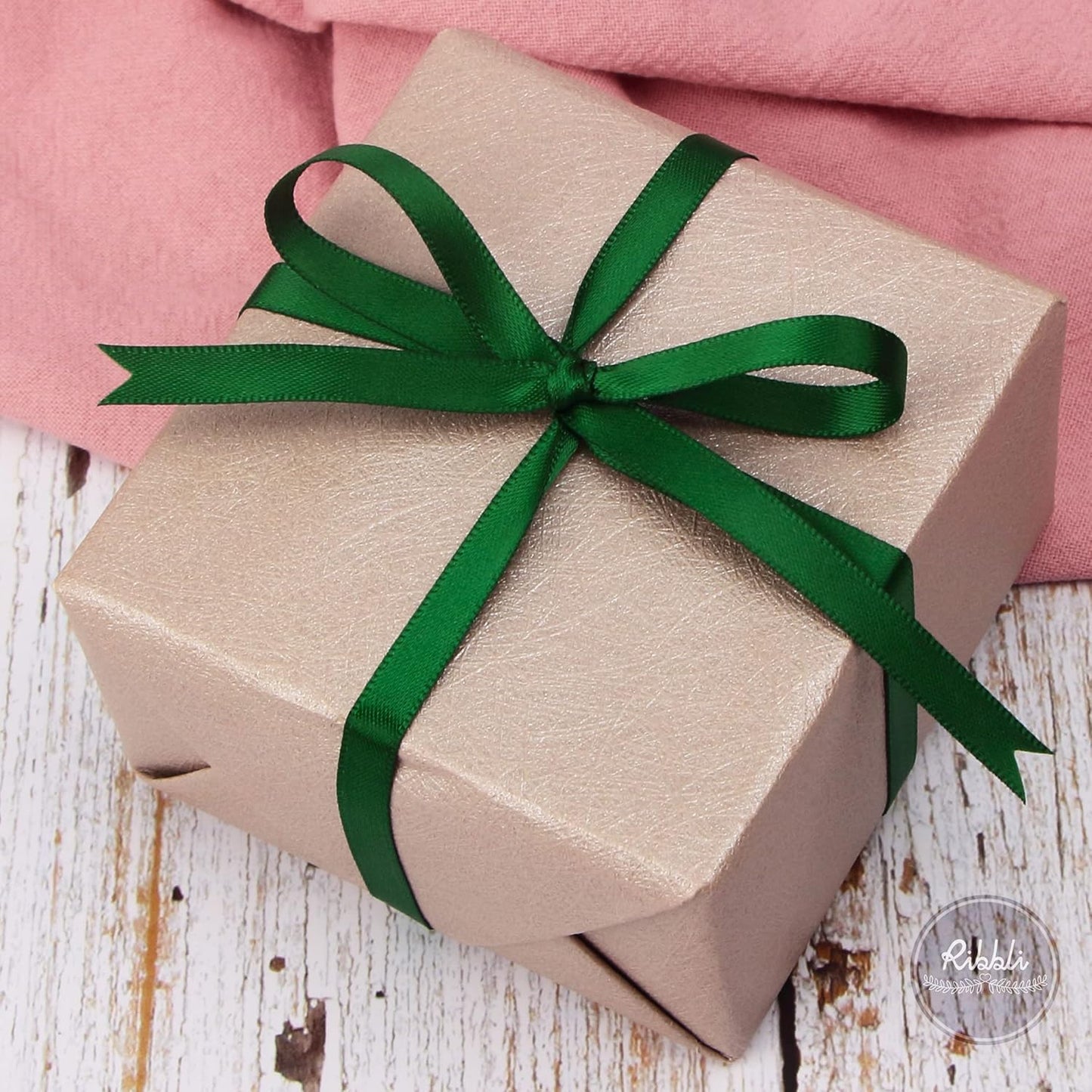 Ribbli Double Faced White Satin Ribbon,3/8” x Continuous 25 Yards,Fabric Ribbon use for Bows Bouquet,Gift Wrapping,Floral Arrangement