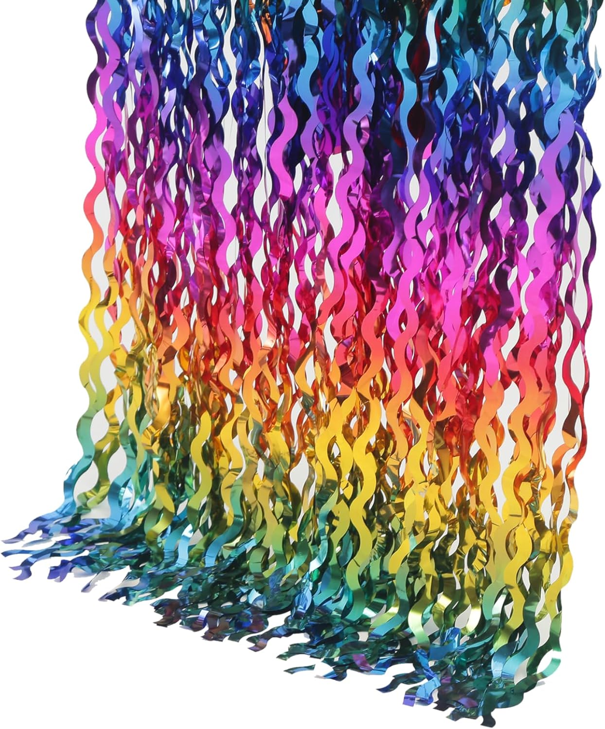 4 Pack Wavy Champagne Gold Metallic Tinsel Foil Fringe Curtains Backdrop - 3.3X6.6ft Foil Fringe Backdrop for Parties | Door Streamers for Birthday | Photo Booth Backdrops Party Decor