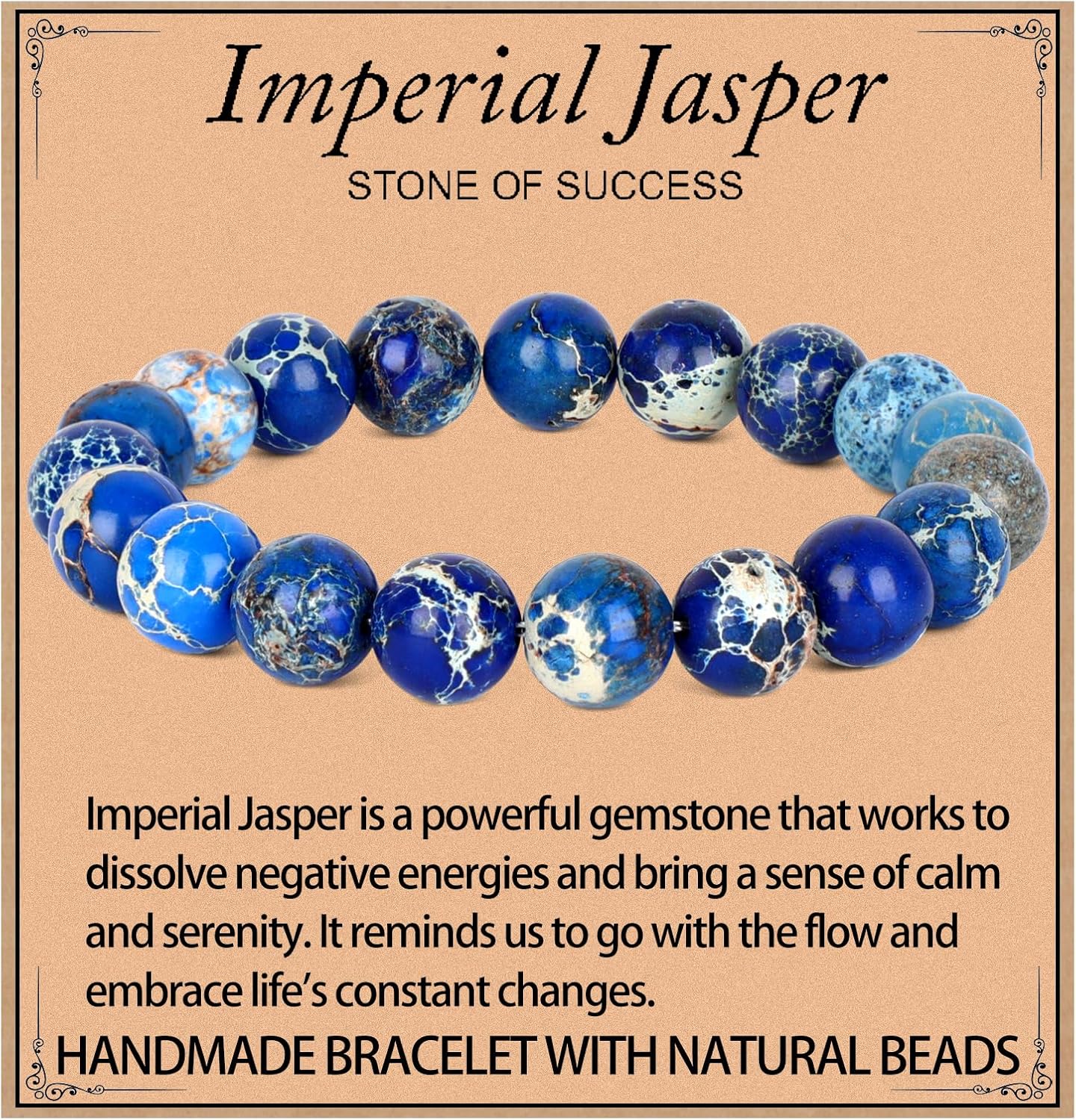 LPBeads Handmade Natural Gemstone Stretch Elastic Bracelet Healing Crystal Round Stone Beads Jewelry Gifts for Women Men