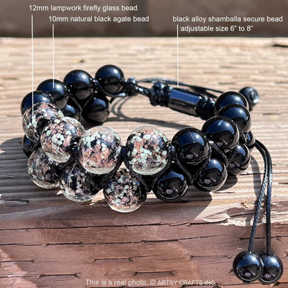 ARTSY Crafts Glow in The Dark Firefly Beads Bracelets, 7 Chakras Crystal Mermaid Glass Beaded Bracelets for Anti Anxeity Healing Energy Money Wealth Abundance Stackable Bangle Wristband