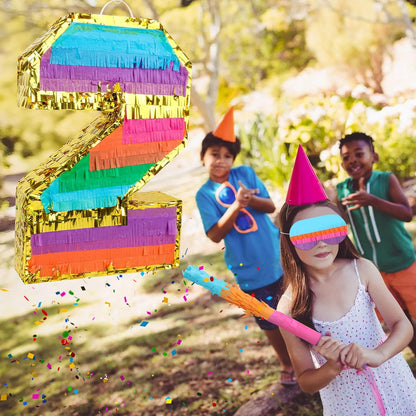Dinosaur Pinata - Dinosaur Decorations with a Blindfold and Bat for Boys Girls Animal Themed Birthday Party Kids Classroom Game Decorations Supplies (15.7 x 11.4 x 3.1 Inches)