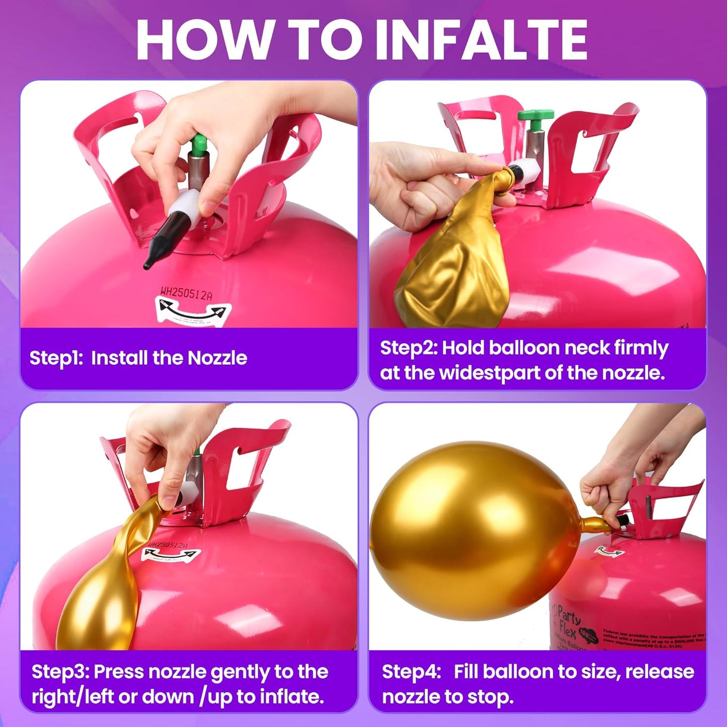 Helium Tank for Balloons – 22L Disposable Helium Balloon Tank Kit Fills Up to 100 Balloons – Includes 50 Balloons & Ribbon – Portable Helium Tank for Birthday, Wedding & Party Decorations