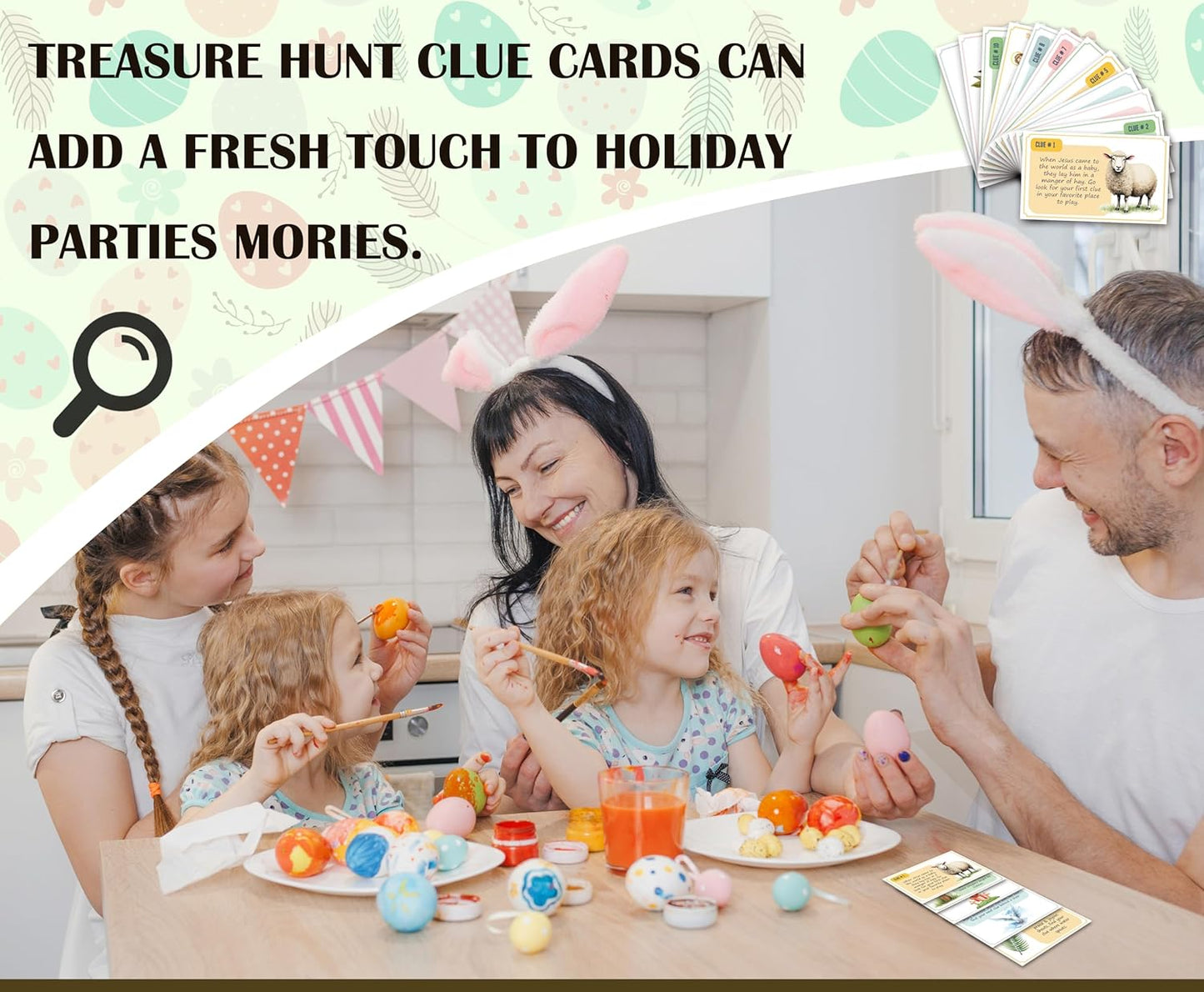 Easter Treasure Hunt Clue Game, Religious Games Jesus Scavenger Hunt Cards, Indoor Outdoor Christian Holiday Party Supplies, 12 Cards with Colorful Envelopes, 01