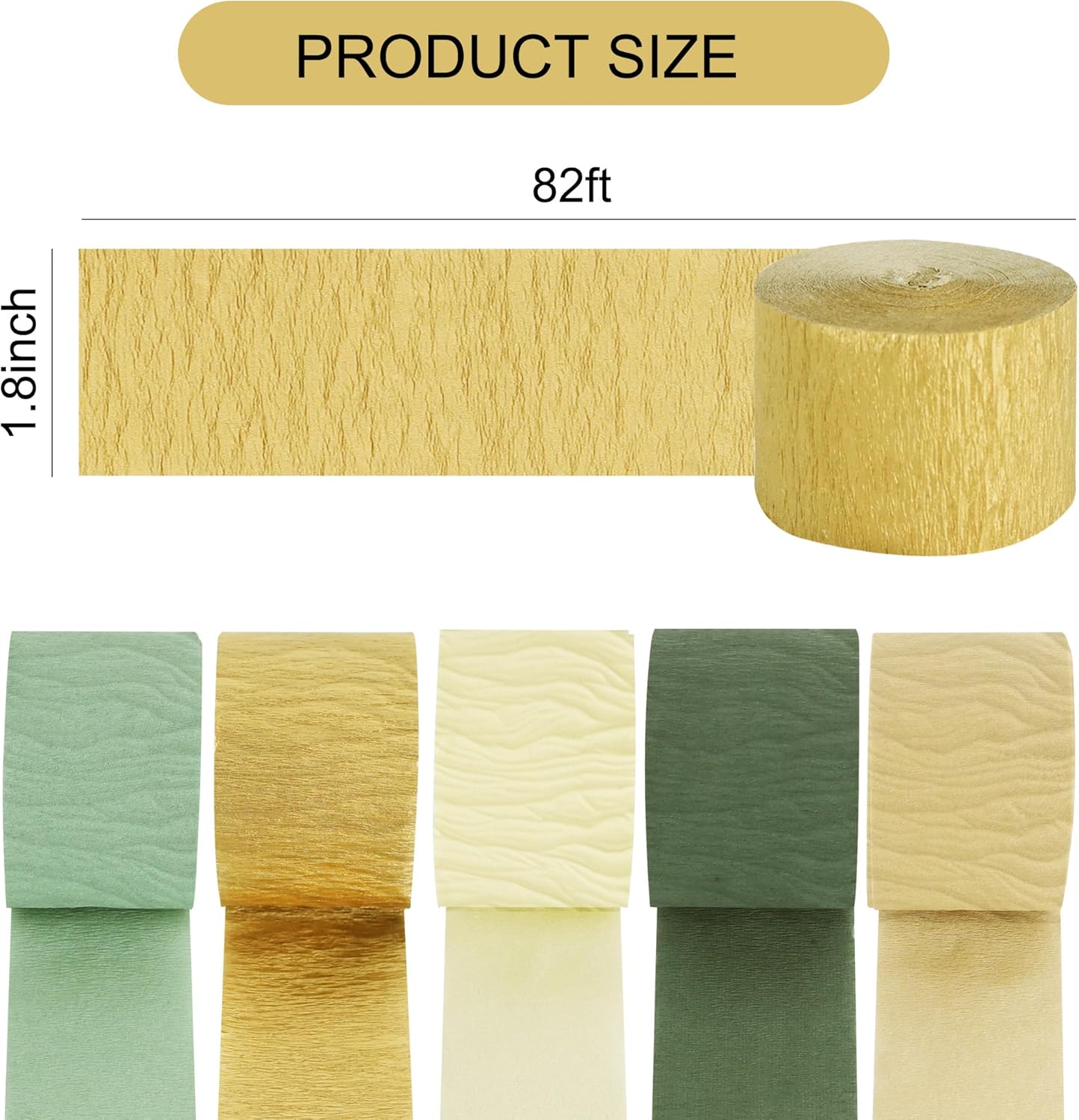 BEISHIDA 8 Rolls Red Yellow Blue and Green Crepe Paper Streamers for Carnival Circus Sesame Street Paw Party Decorations, Birthday DIY Craft Paper(1.8 Inch x 82 Ft/Roll)