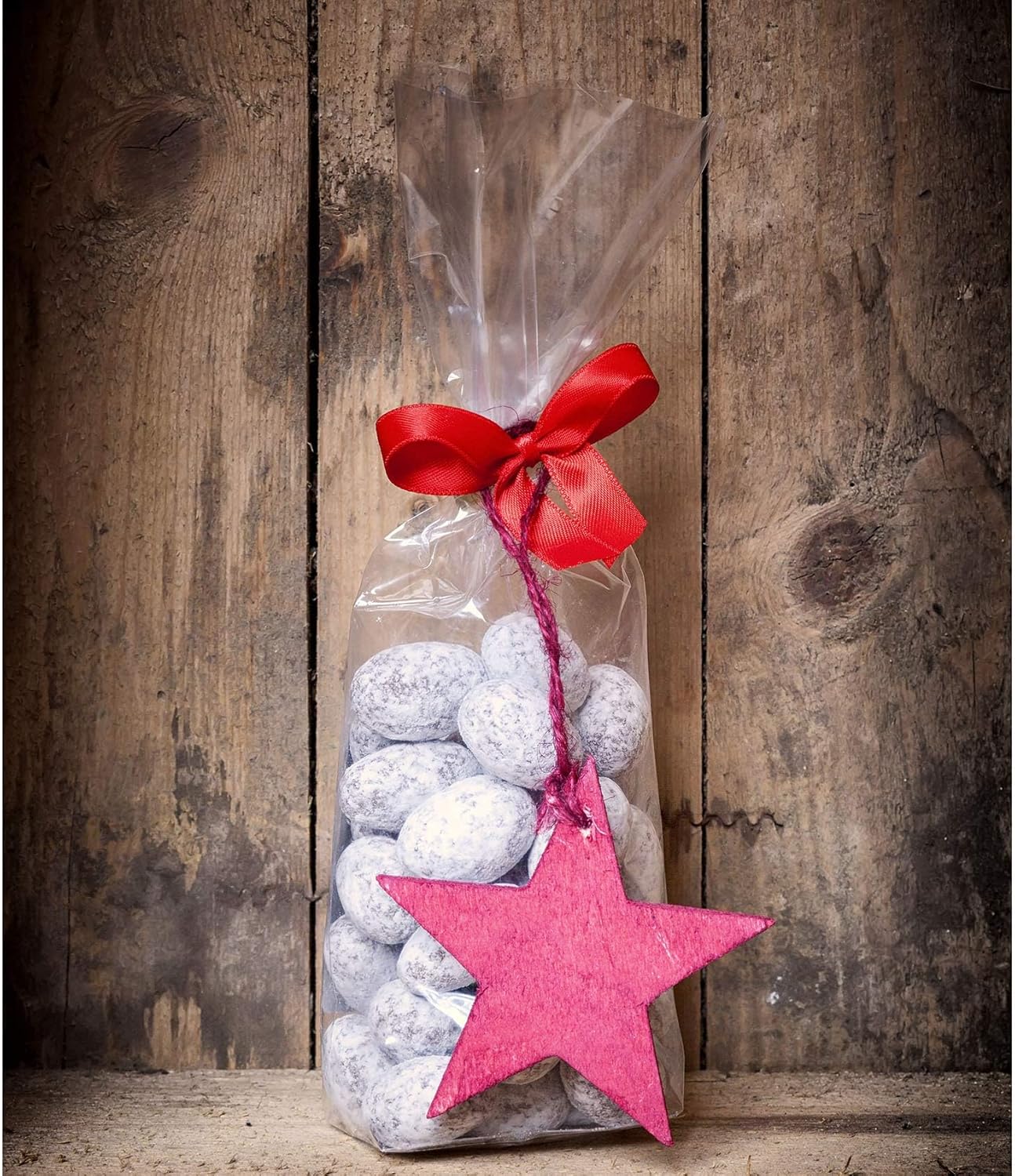 Gusseted Flat Bottom Cellophane Bags with Paper Insert 50Pcs 4x2x8 Inches Smore Bags