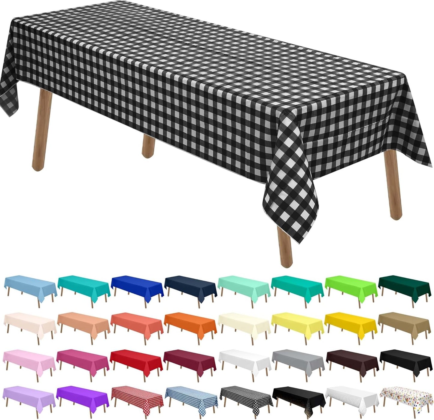 PARTY ULYJA White Plastic Tablecloths 2 Pack Disposable Table Covers 54 x 108 Inch Bridal Shower PEVA Vinyl Table Cloths for Picnic Birthday Wedding Banquet Parties 8 ft Rectangle Table Use