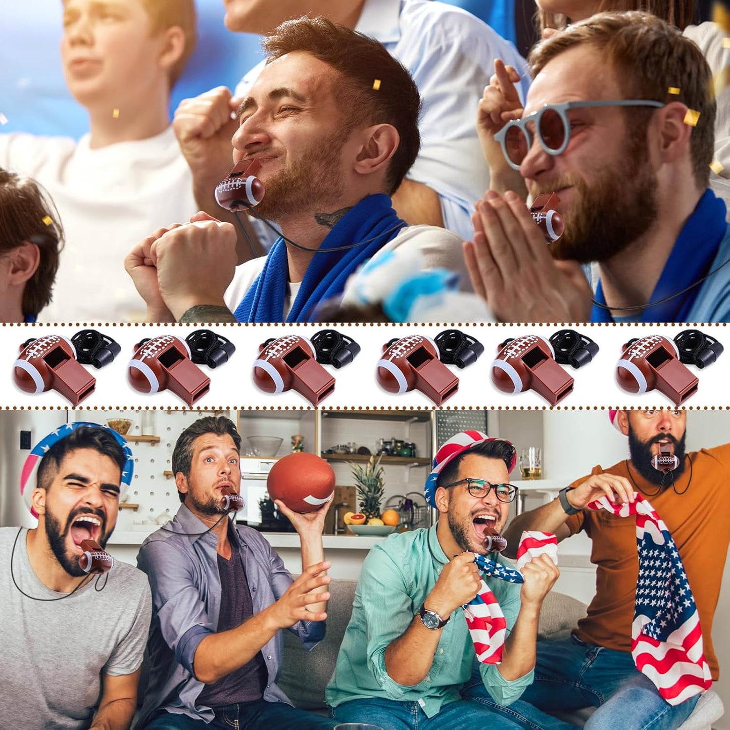 24 or 40 Pcs Baseball Football Soccer Sport Whistles Stadium Sporting Party Favor Noisemakers with Lanyard for Events Team Noise Whistles Loud Sound Party Acc