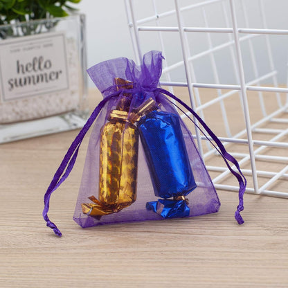100pcs White Organza Bags 2x3 inch Sheer Drawstring Gift Bags Jewelry Pouches Wedding Party Christmas Favor Gift Bags, Little Mesh Gift Pouches Mini Candy Bags for Small Presents Earrings