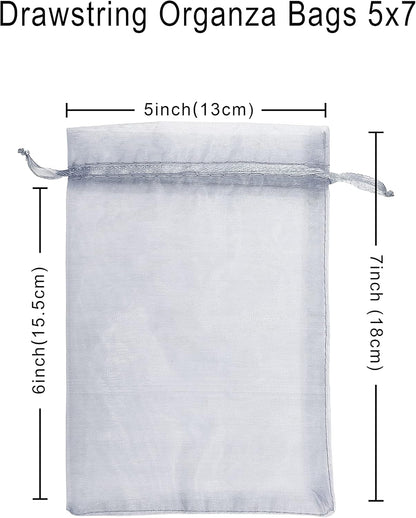 Jexila 120PCS Sheer Organza Bags 5X7 inches Mesh Drawstring Gift Bags Small for Jewelry Wedding Party Baby Shower Favor Bags (Rainbow )