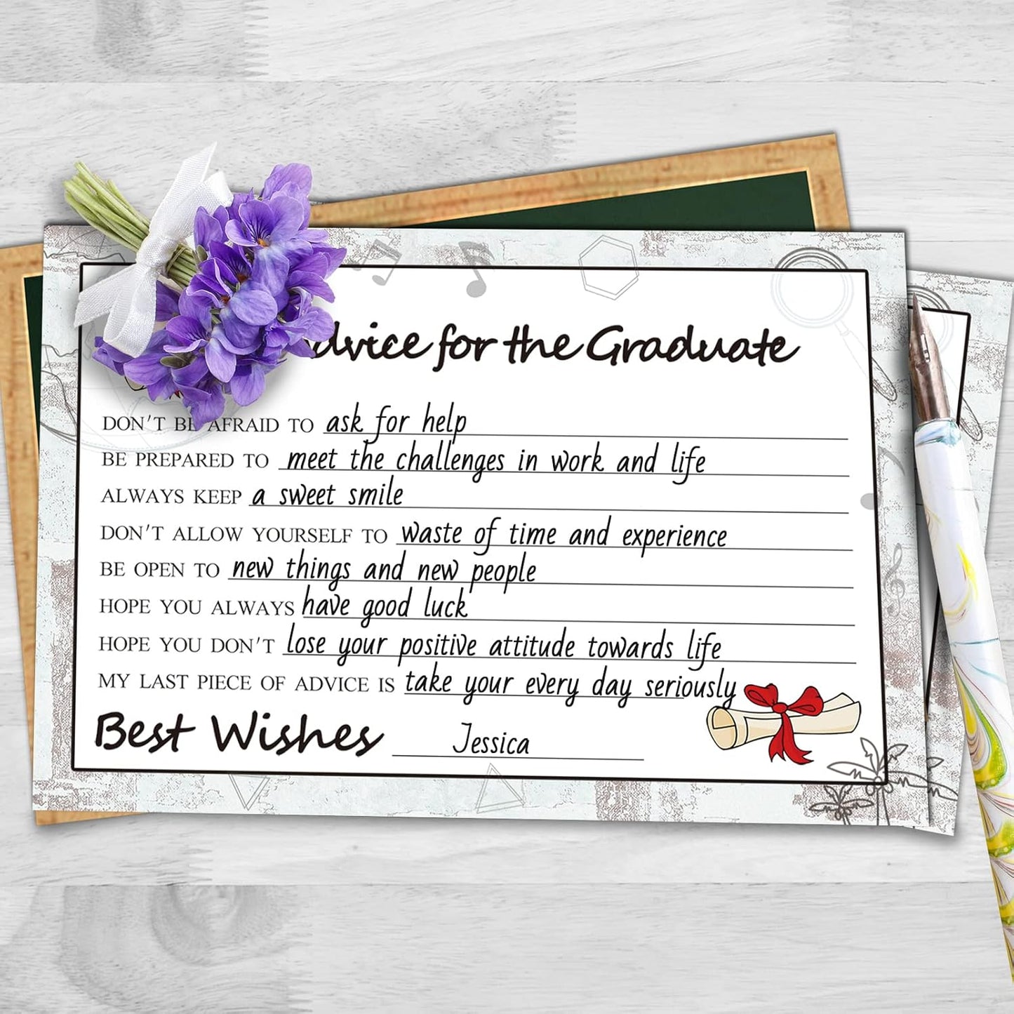 Graduation Advice Cards - 50-Pack Graduate Party Supplies 2026 Advice for the Graduate Decorations Party Favors Table Games Personalized Graduations Cards